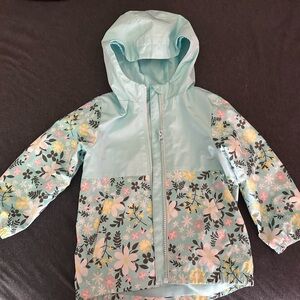wonder nation Light Aqua Floral Hooded Raincoat